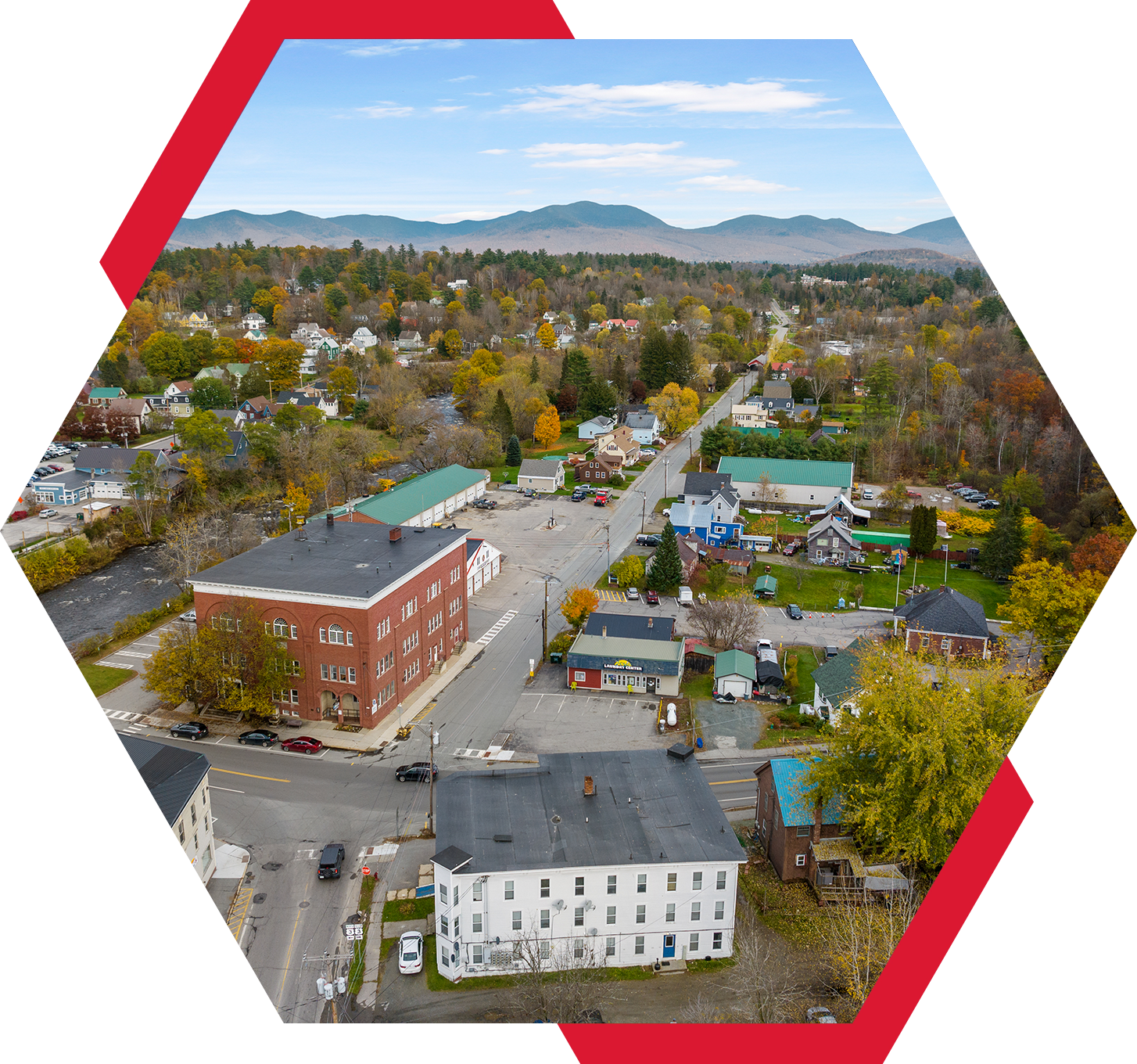 A picture of an aerial view of a town.